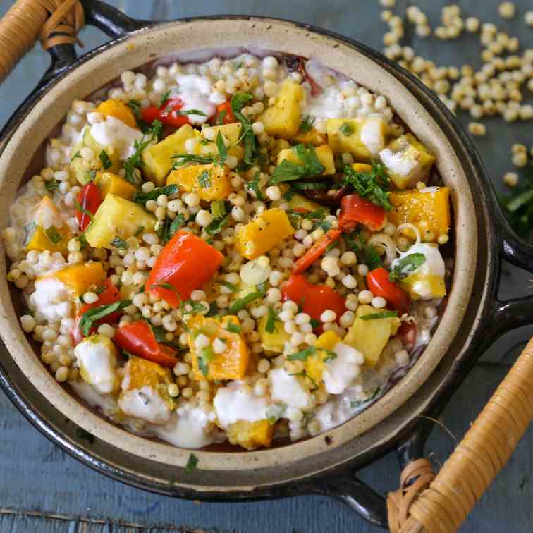 sorghum and roasted vegetable salad