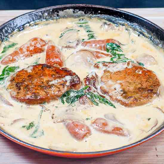 Pork Loin Chops in Brandy and Cream