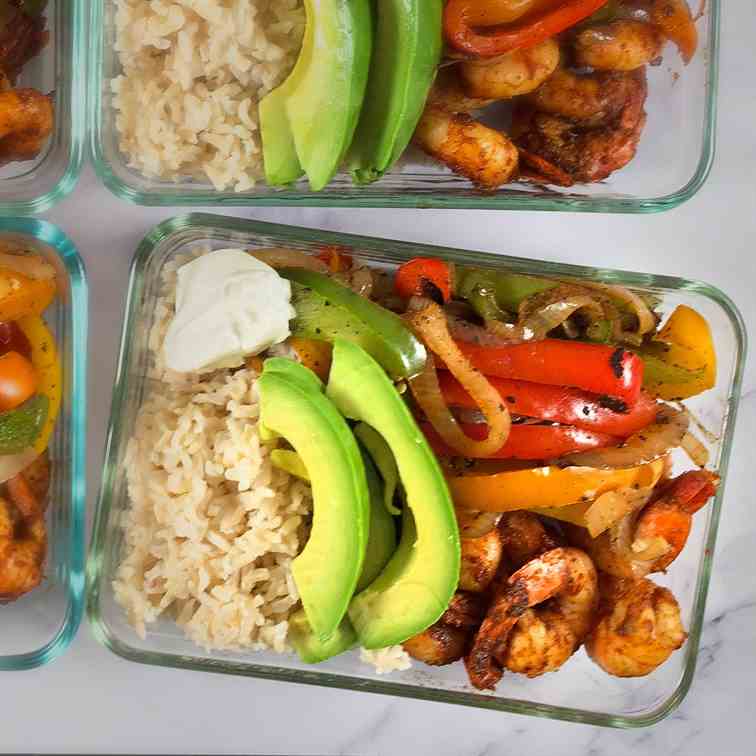 Easy Shrimp Fajita Bowl Meal Prep