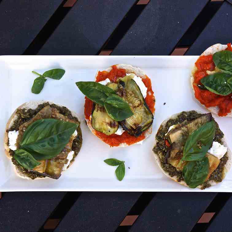 Grilled Veggie Crostini with Goat Cheese 