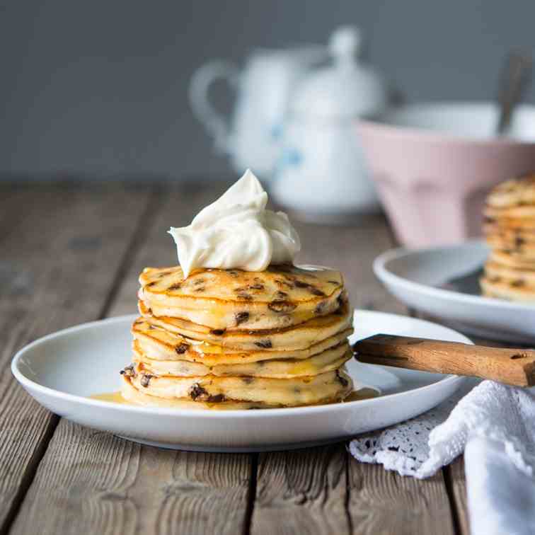 Chocolate chip ricotta pancakes