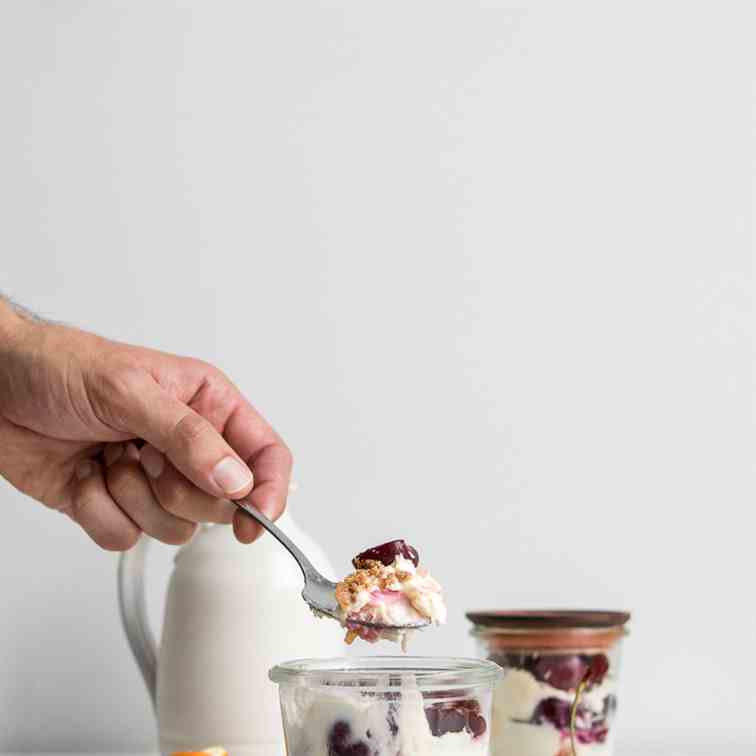 Bourbon Cherry Cheesecake in a Jar