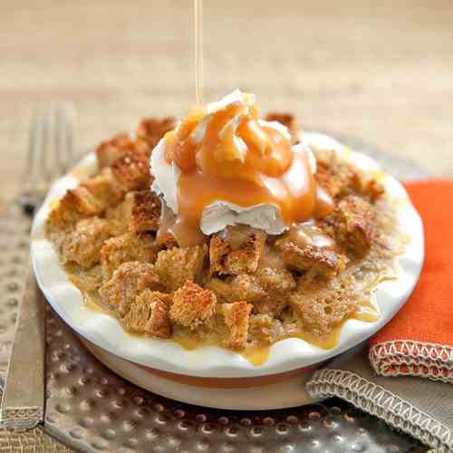 Pumpkin Bread Pudding with Caramel