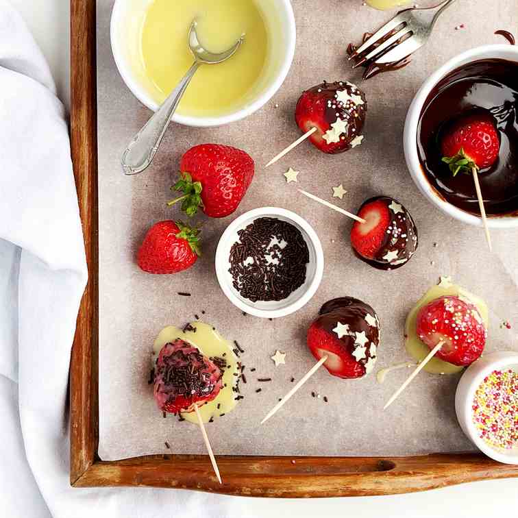 Summer Strawberries Dipped in Chocolate