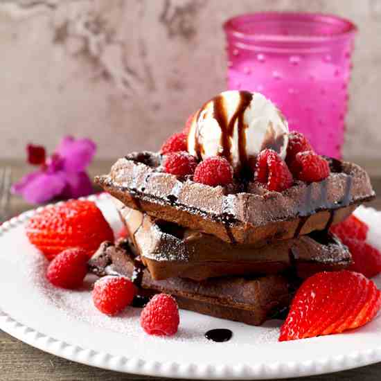 Double Chocolate Waffles a la Mode