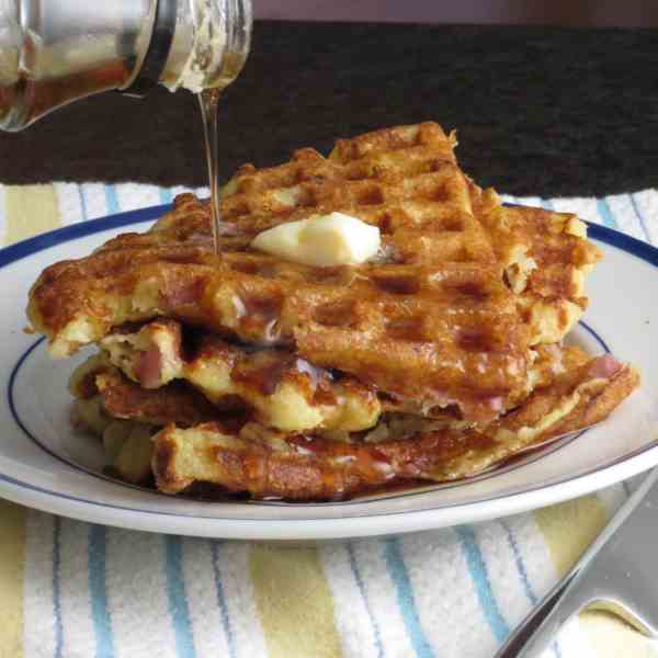 ham and manchego waffles