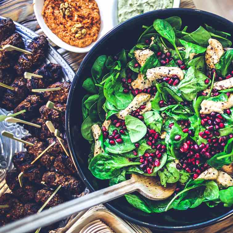 Chicken, Pomegranate And Spinach Salad