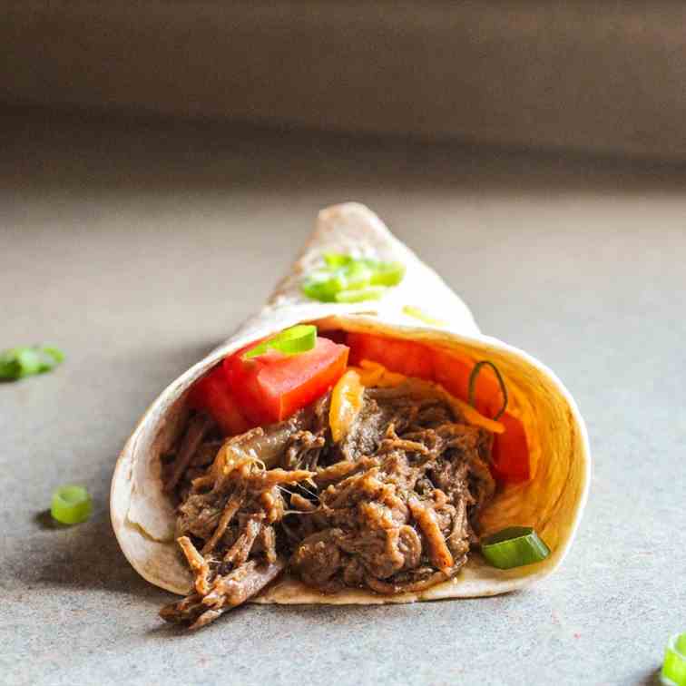 Shredded Slow Cooker Beef Fajitas