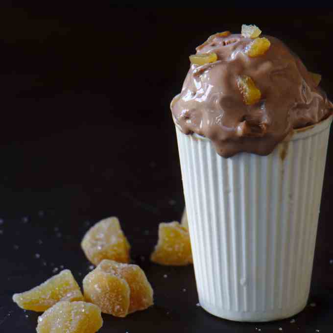 Chocolate ice cream and ginger