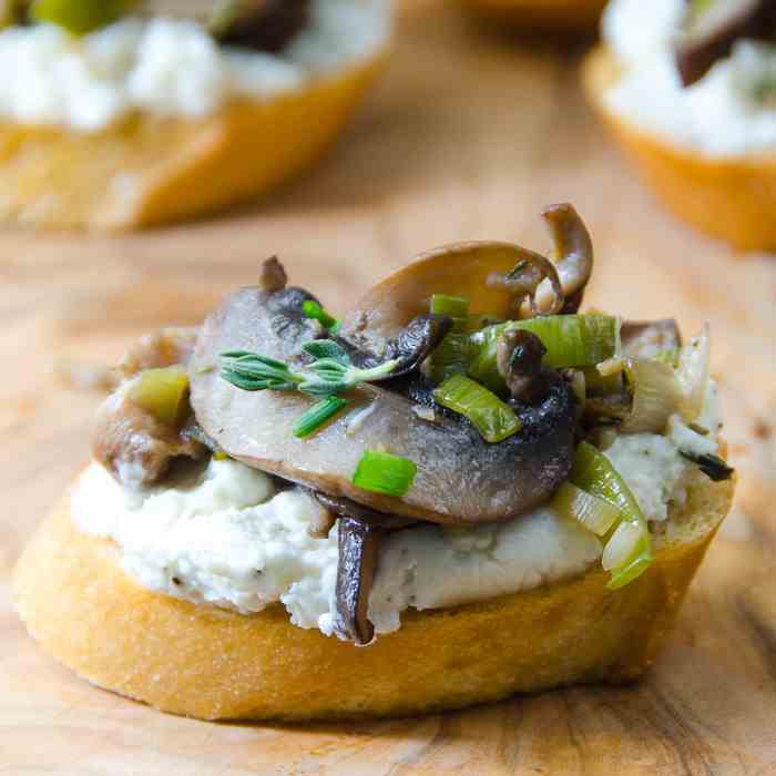 wild mushroom and leek crostini