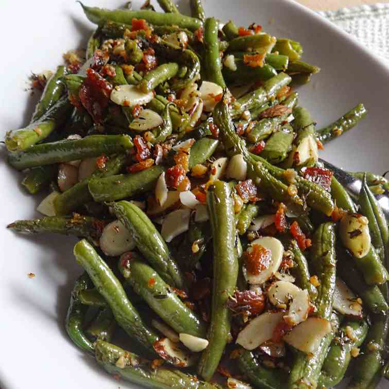 Green Beans Almondine with Bacon