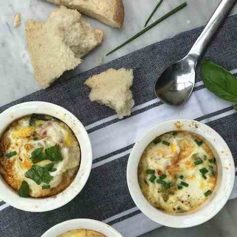 Baked Eggs with Cheese and Herbs