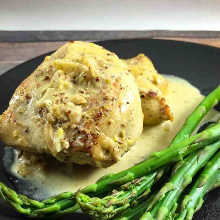 Chicken with Creamy Mustard Wine Sauce