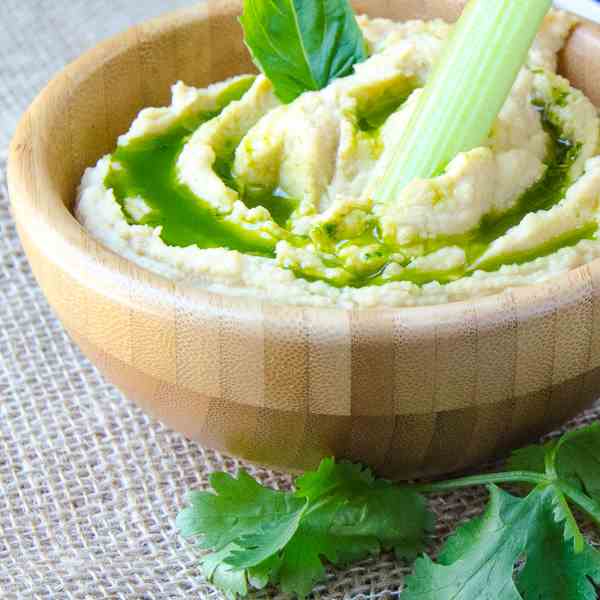 hummus with basil-cilantro oil