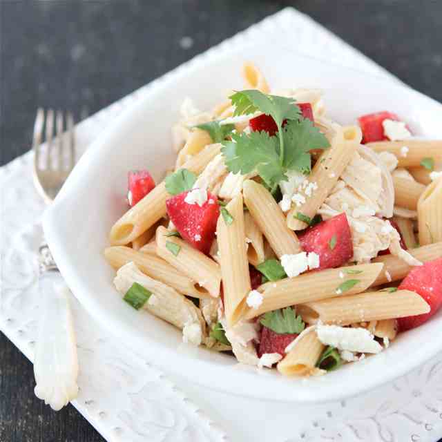 Chicken Pasta Salad w/Plums & Feta