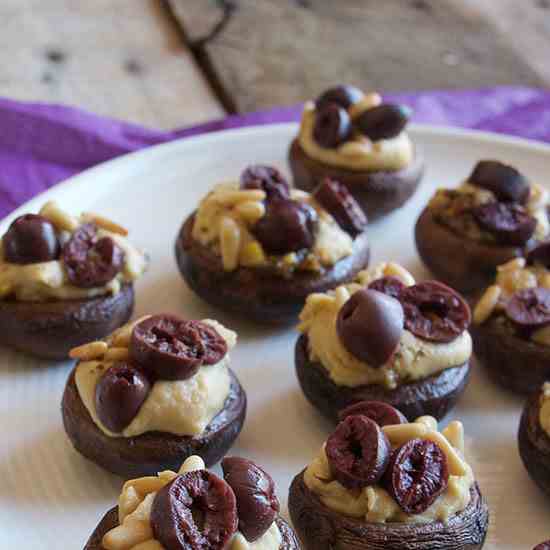 Hummus Stuffed Mushrooms 