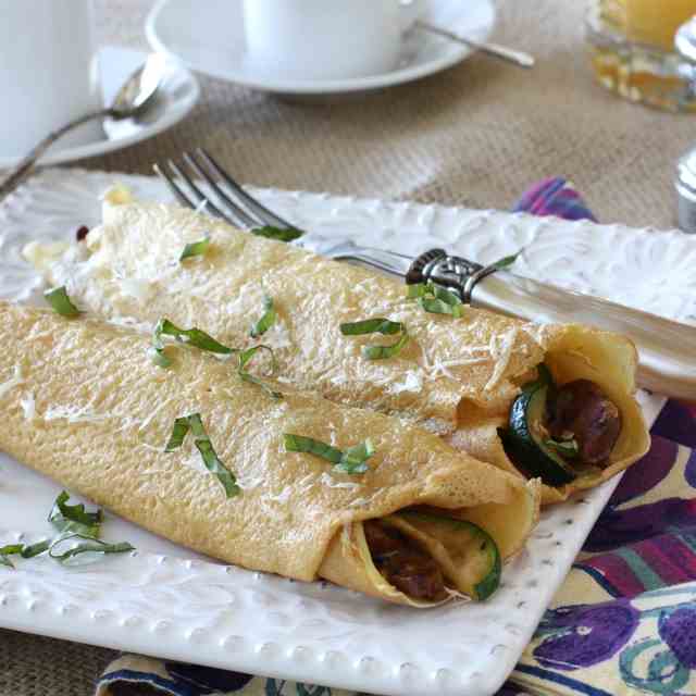 Baked Crepes w/Sun-Dried Tomato Sausage