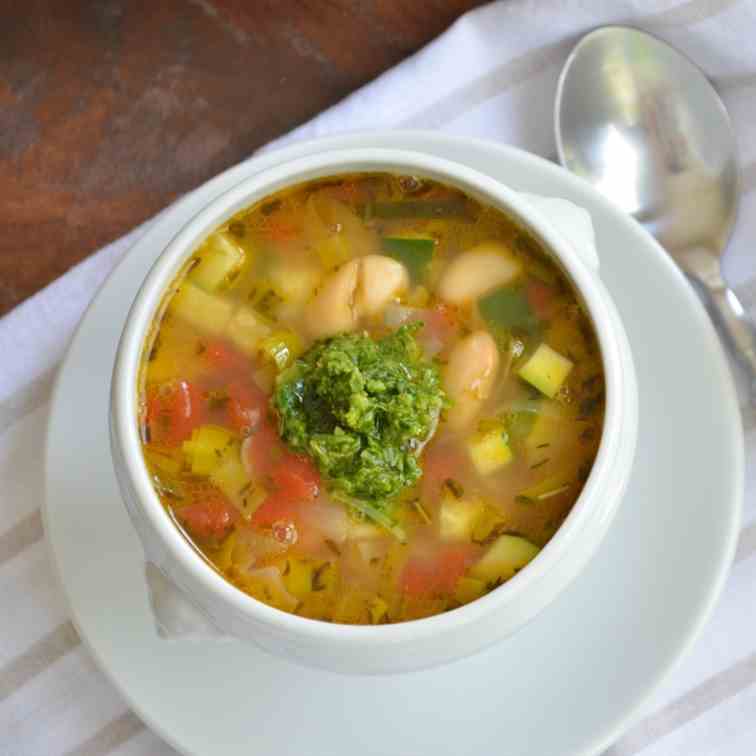 Provencal Vegetable Soup with Basil Pesto