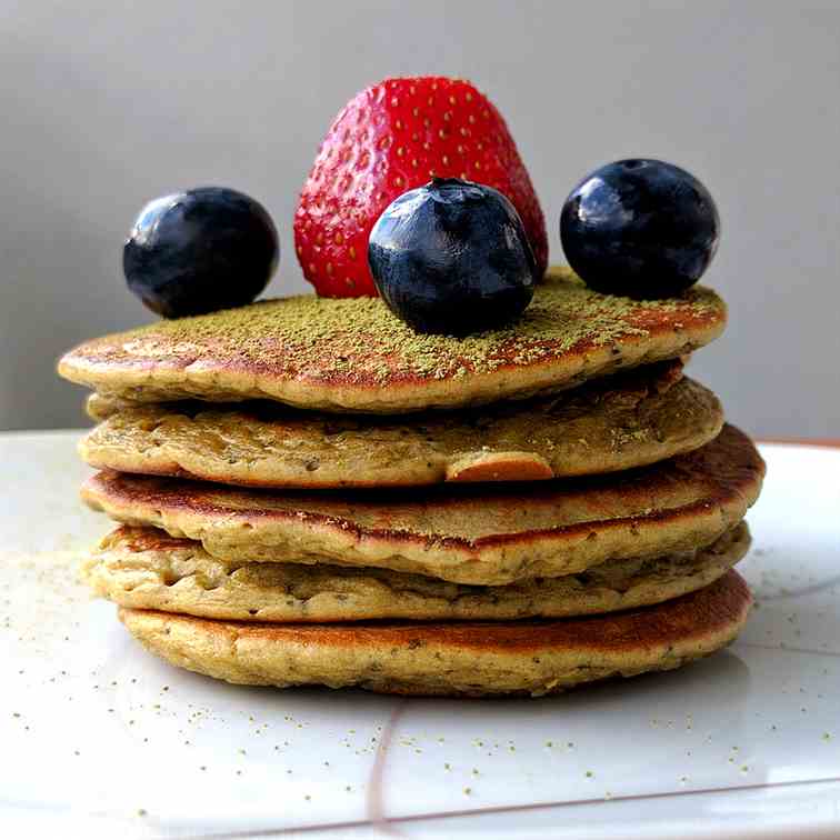 Mini Buttermilk Matcha Pancakes