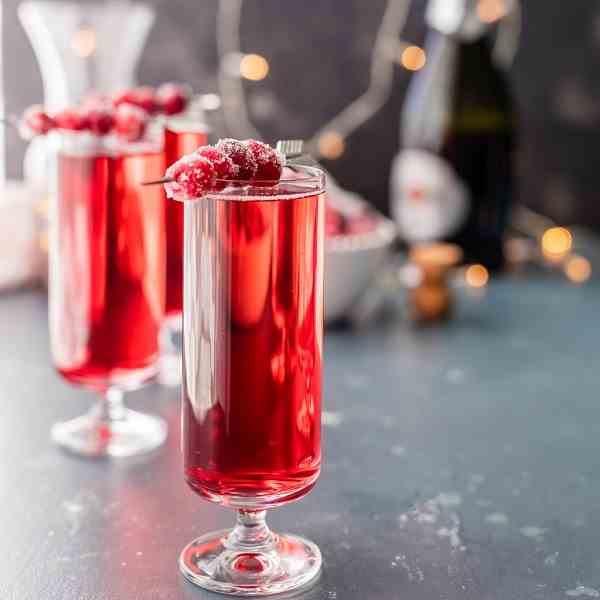 Sugared Cranberry Ginger Mimosas