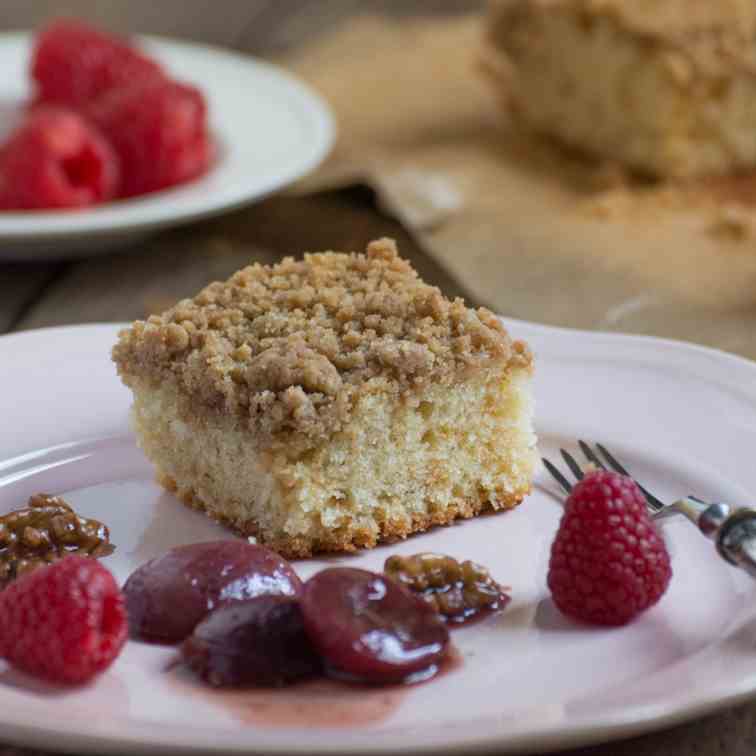 Crumb Cake with Grape and Walnut Compote