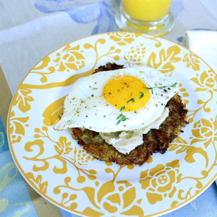 Latke with Sunnyside Egg & Parsnip Puree