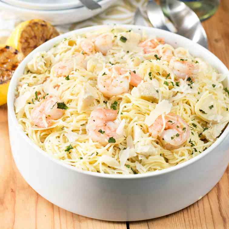 Lemon Shrimp - Artichoke Angel Hair Pasta