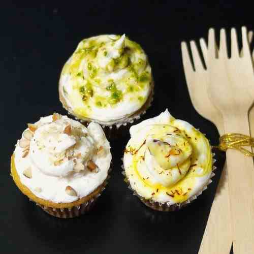 Saffron Almond Pistachio Cupcakes