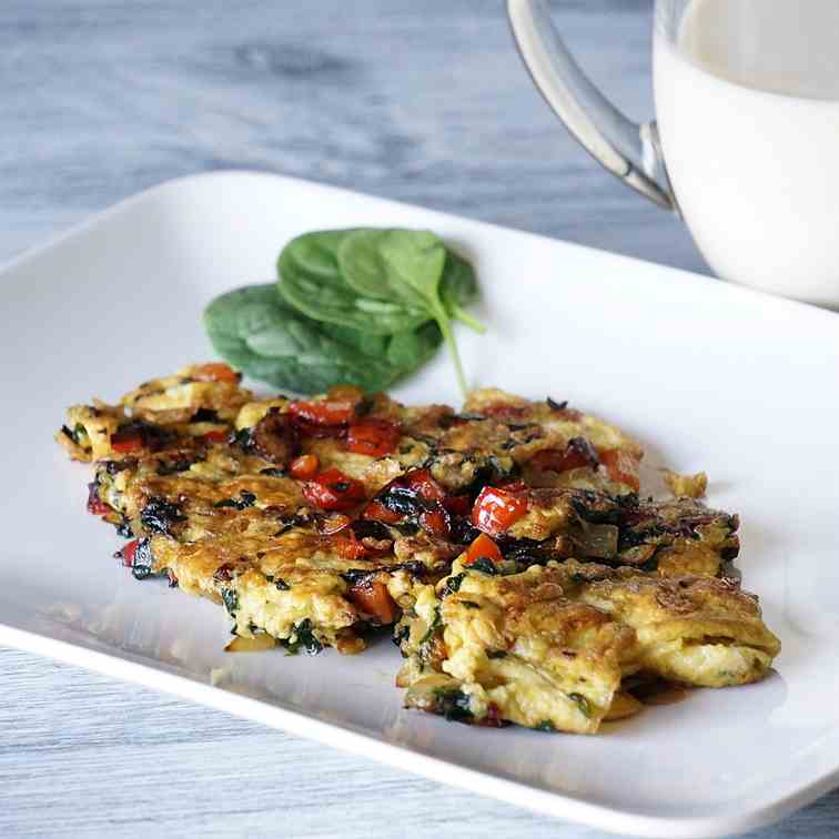 Spinach & Red Bell Pepper Omelette