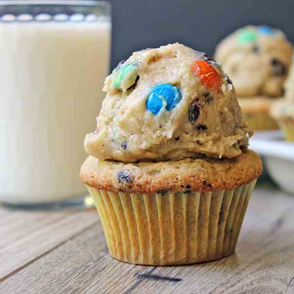 Monster Cookie Dough Cupcakes