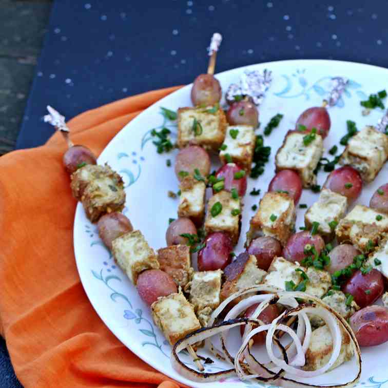Creamy Maple Tofu and Red Grape Kebabs