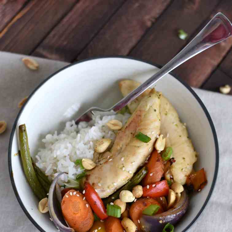 Kung Poa Chicken Sheet Pan