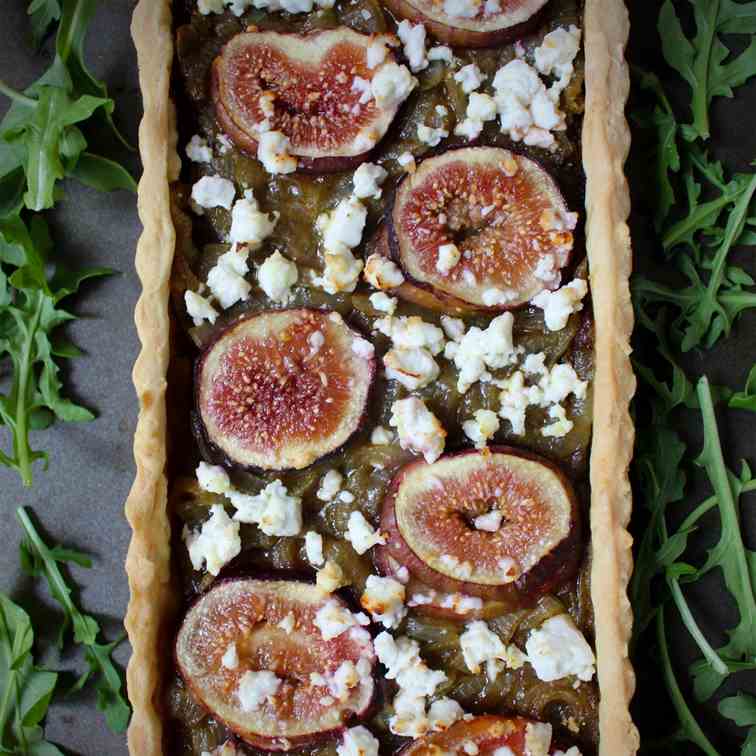 Onion, Feta and Figs Savoury Tart