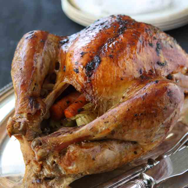 Roasted Turkey with Herb Butter & Shallots
