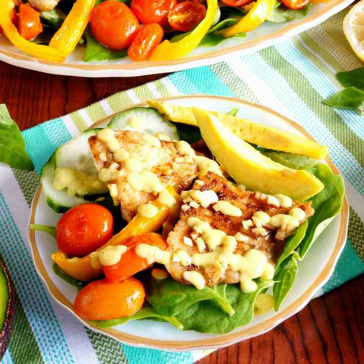 Tilapia Salad with Avo Dressing