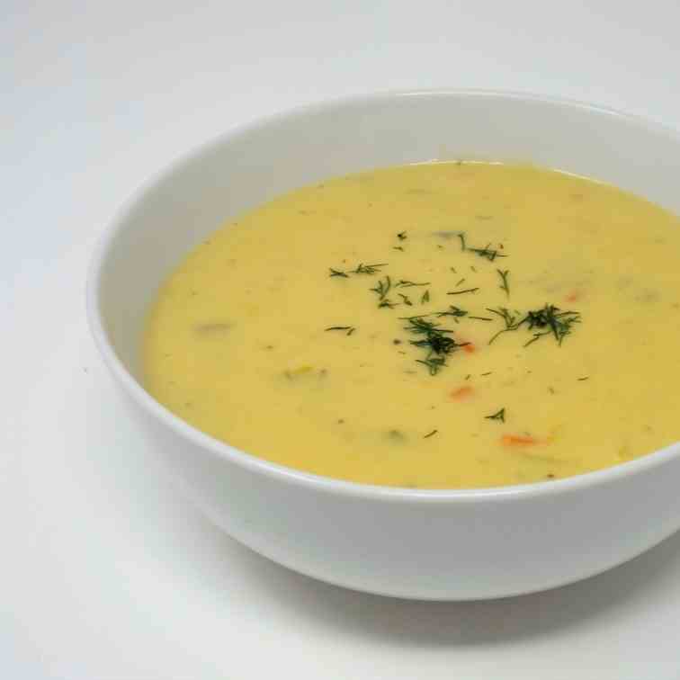 Creamy Potato and Leek Soup with Dill