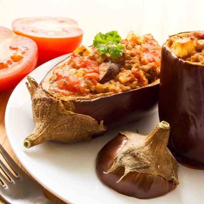 Paleo Stuffed Aubergines with Greek Mince