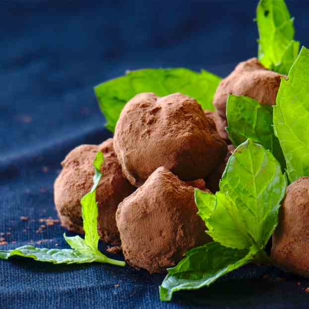 Mint and chocolate truffles