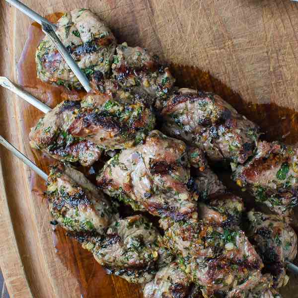 Grilled Herb-Crusted Lamb Kebabs