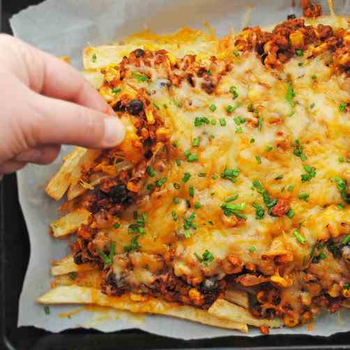 Vegetarian Chili Cheese Fries