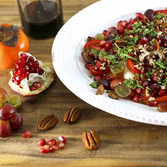 Persimmon, pomegranate & burrata salad