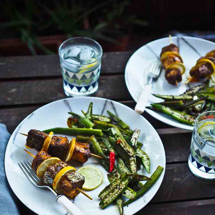 Simple Spiced Salmon Kebabs - Okra