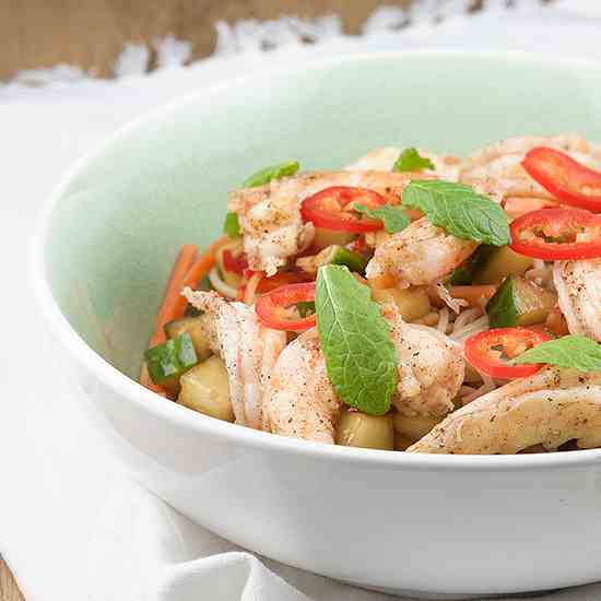 Asian noodle shrimp salad