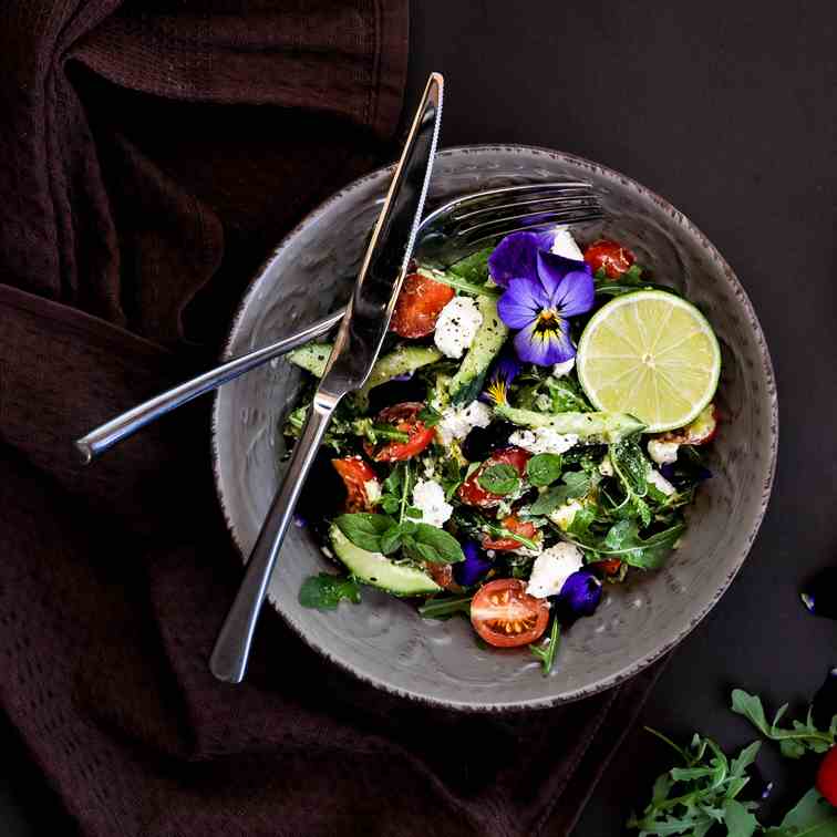 Creamy Feta Salad with Avocado Sauce