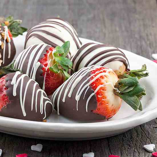 Chocolate dipped swizzled strawberries