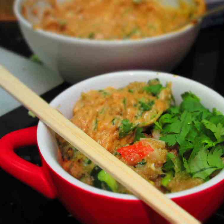 Crab Fried Amaranth with Peanut Sauce