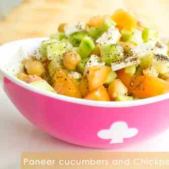Chickpeas Cucumber and Paneer Salad