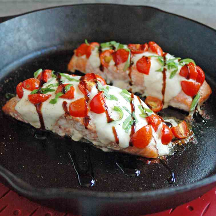 Salmon Caprese with Balsamic Glaze