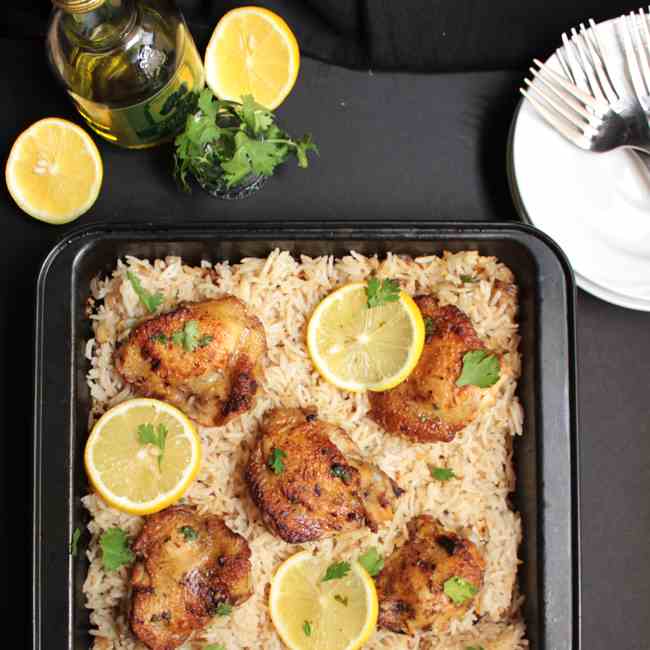 Baked Greek Chicken - Oregano Rice