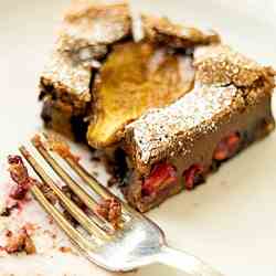 Chocolate clafoutis with figs, red currant